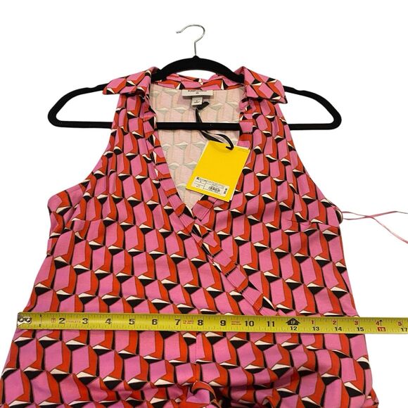 Diane Von Furstenberg DVF Target Sleeveless Pink Modern Geo Jumpsuit Sz S NWT - Picture 9 of 12